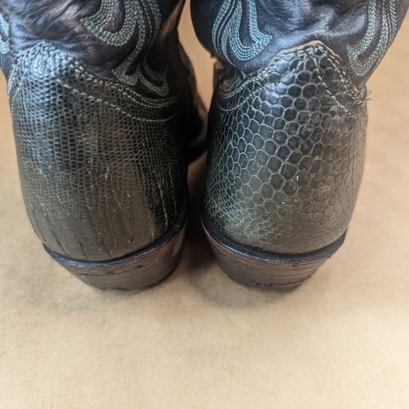 Larry Mahan boots men's size 7M Exotic Genuine Green Teju Lizard Classic Western - Picture 10 of 13